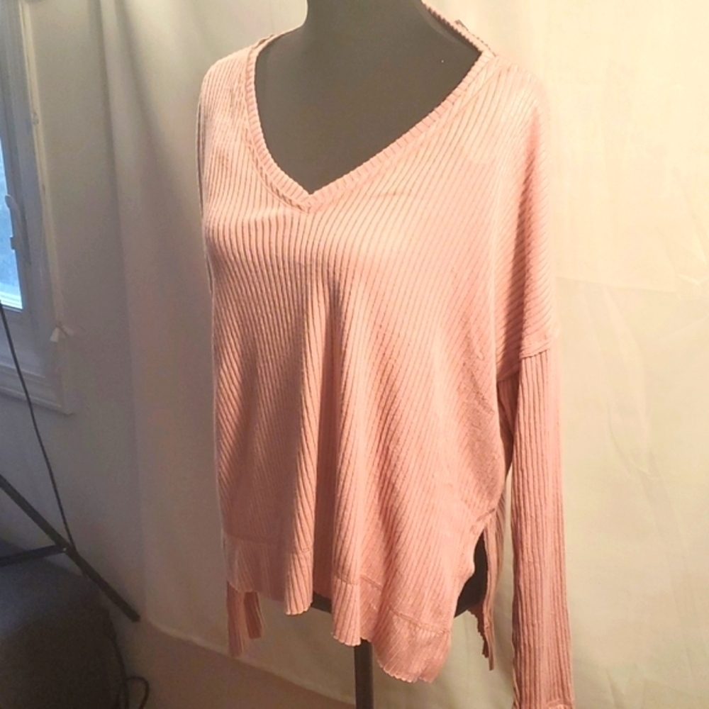 Wild Fable Pink pull over long sleeve Waffle shirt Size Small New